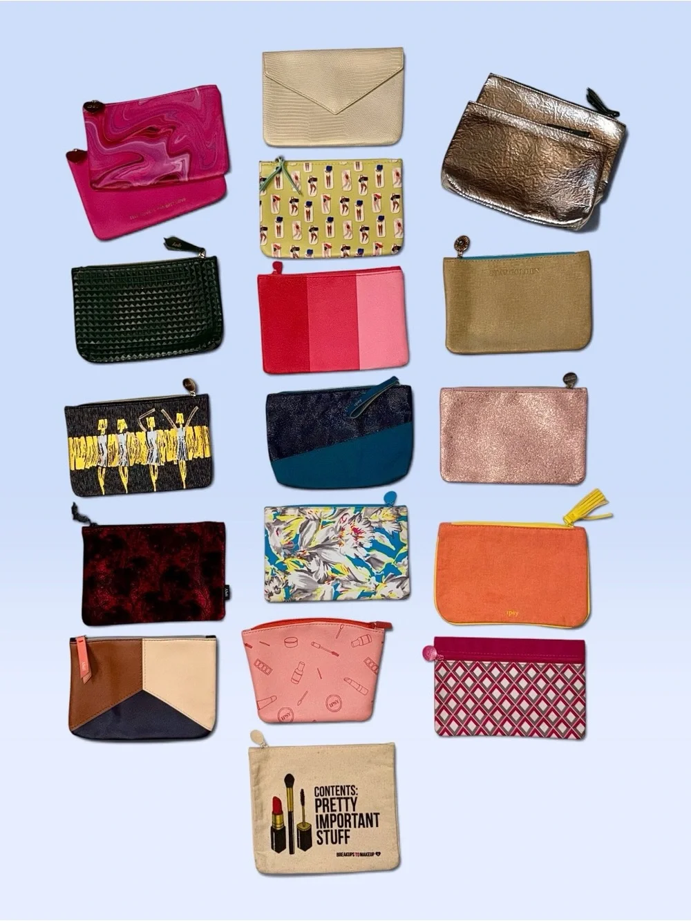 19 piece IPSY Makeup Bag & Cosmetic Pouch Lot Bundle